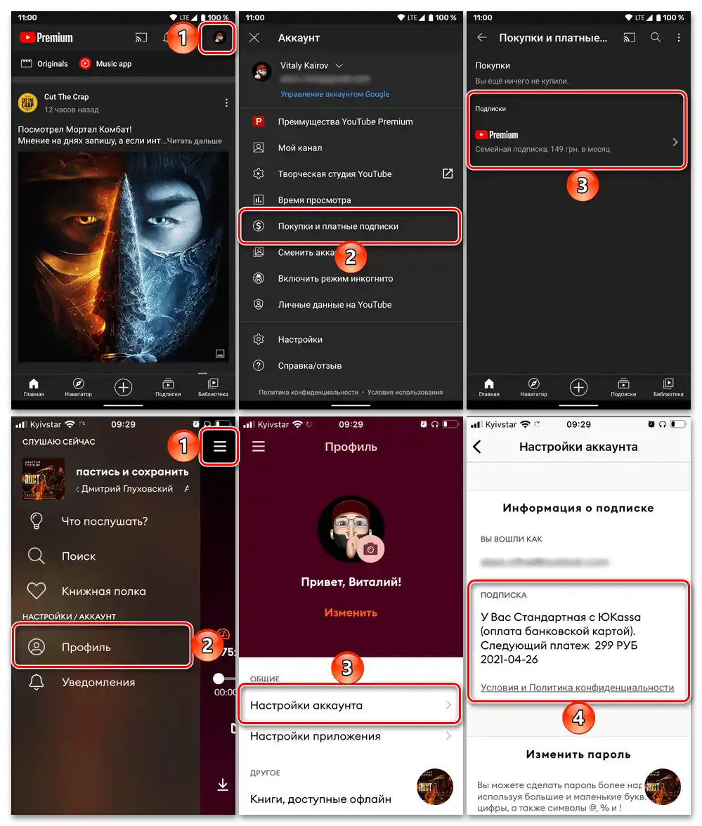 Primer pregleda informacija o pretplatama na telefonu u meniju aplikacija
