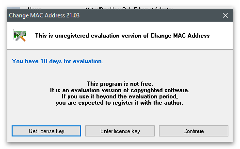 Начало на използването на програмата за промяна на MAC адреса на компютъра в Windows 10 чрез Change MAC Address