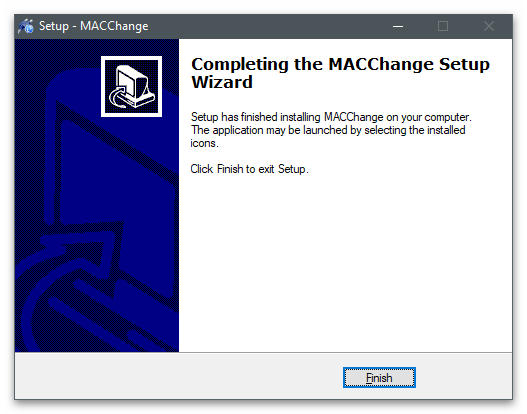 Стартиране на инсталатора за промяна на MAC адреса на компютъра в Windows 10 чрез MACChange
