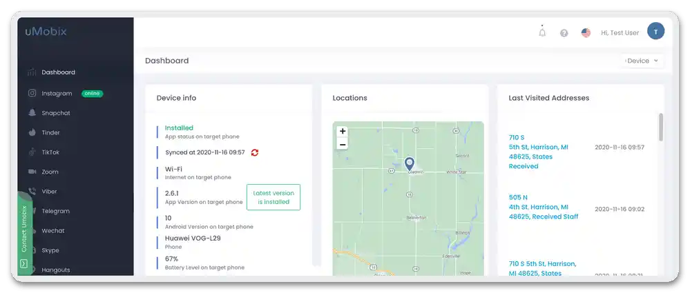Przegląd usługi online uMobix_96