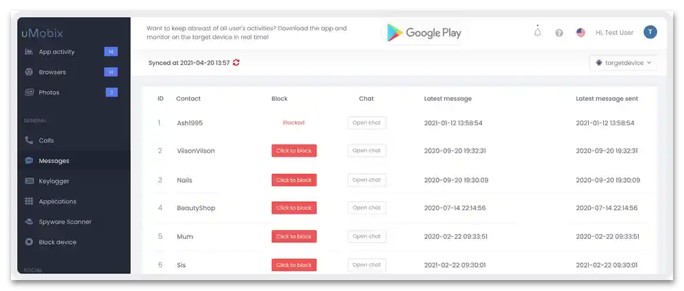 Przegląd usługi online uMobix_84