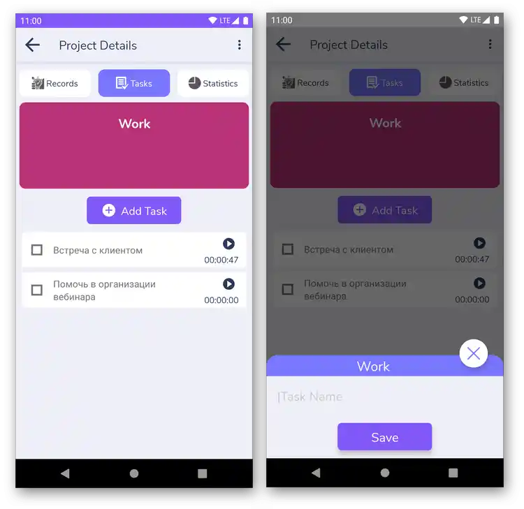 Tworzenie zadania w aplikacji do zarządzania czasem Timely Time Management and Productivity Hours na Androida