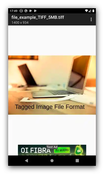 Prezeranie súboru v Multi-TIFF Viewer Free na otvorenie TIFF na Androide