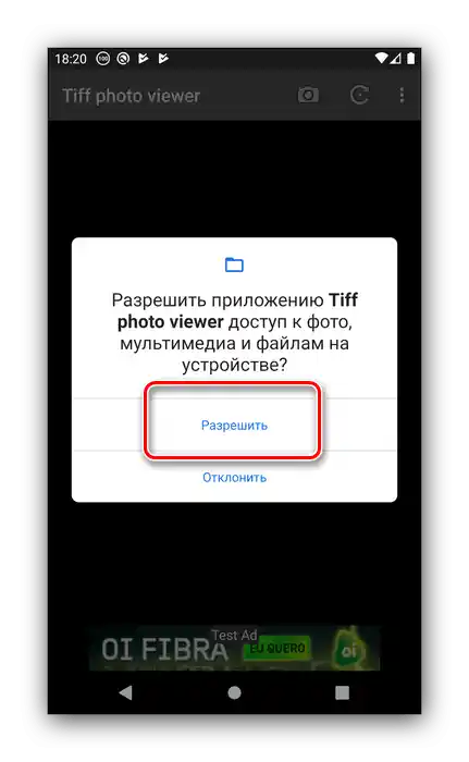 Povoliť prístup k pamäti TIFF Photo Viewer Free na otvorenie TIFF na Androide