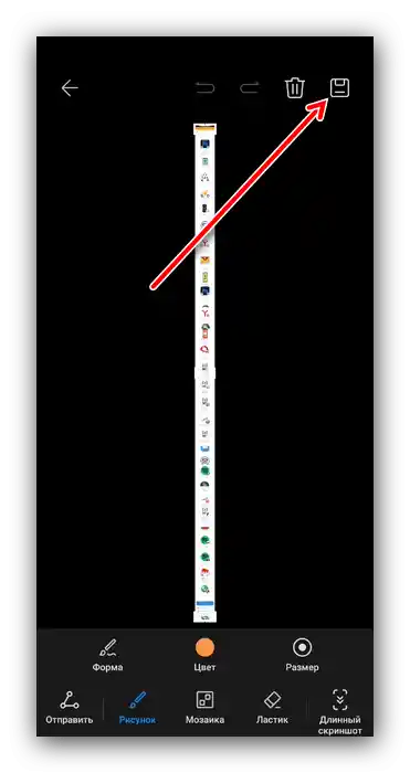 Úprava po vytvoření dlouhého screenshotu pomocí systémových prostředků Androidu
