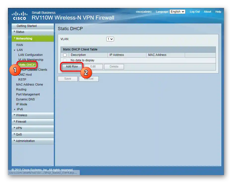 الانتقال إلى إضافة جهاز لحجز عنوان الشبكة المحلية لجهاز التوجيه Cisco