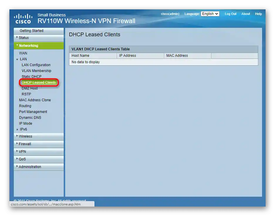 عرض عملاء الشبكة المحلية من خلال واجهة الويب لجهاز التوجيه Cisco