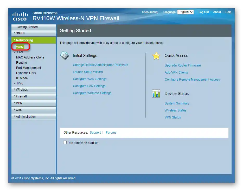 الانتقال إلى إعدادات الاتصال من مزود الخدمة في واجهة الويب لجهاز التوجيه Cisco