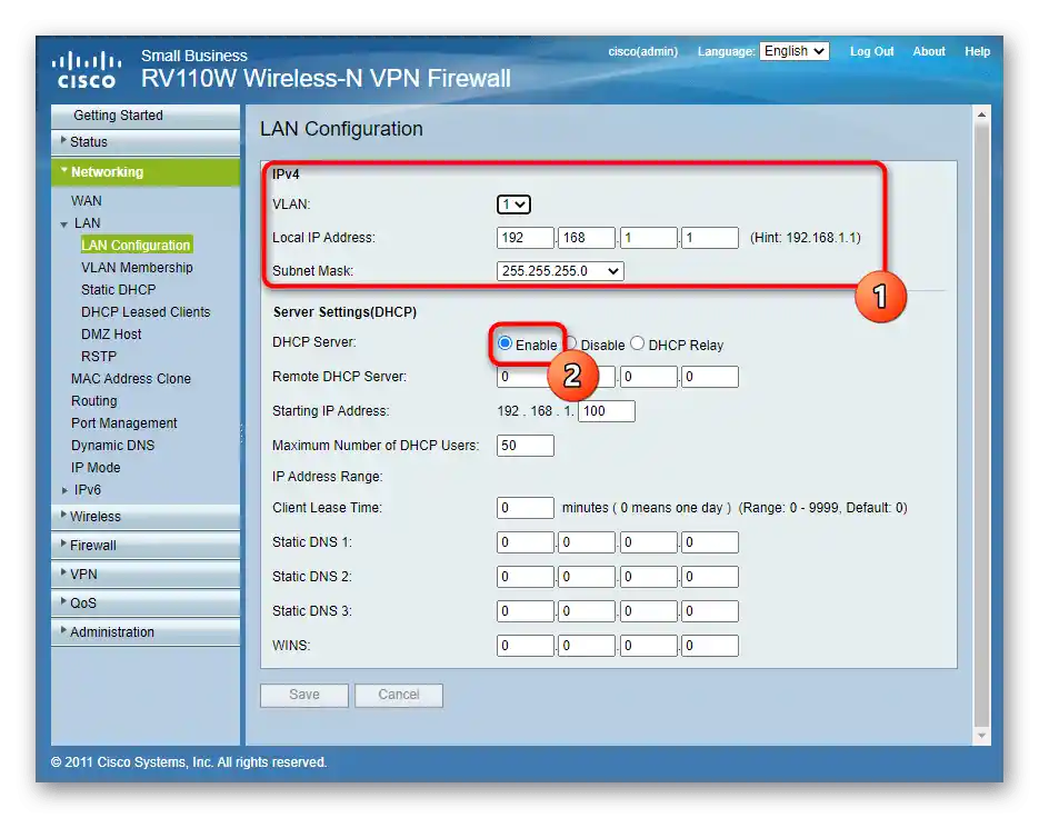 إعدادات الشبكة المحلية العامة من خلال واجهة الويب لجهاز التوجيه Cisco