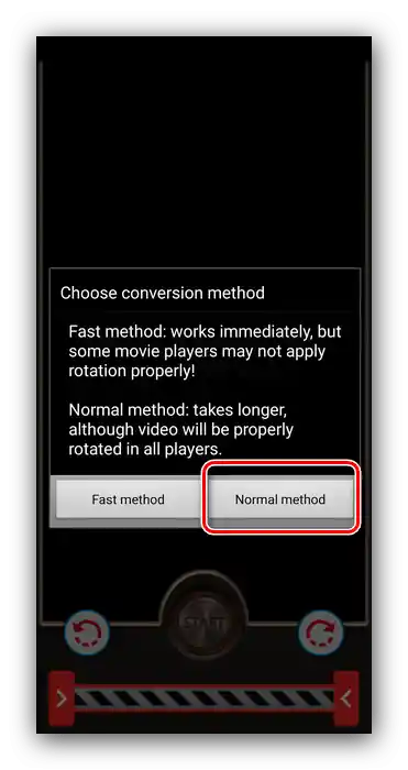 اختيار طريقة التحويل لتدوير الفيديو على أندرويد عبر Rotate Video FX