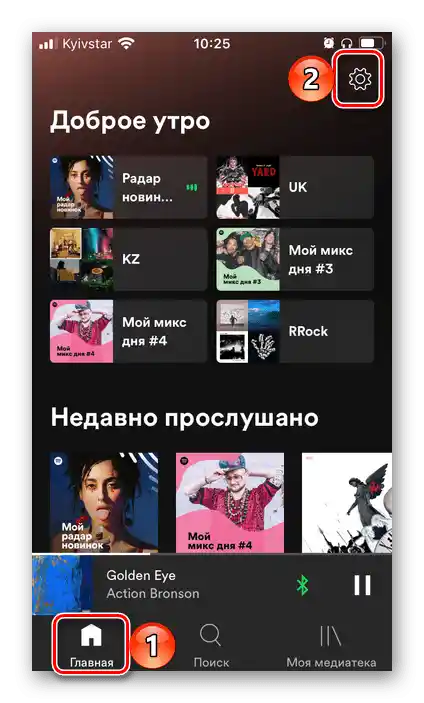 Відкрити налаштування мобільного додатку Spotify для iPhone