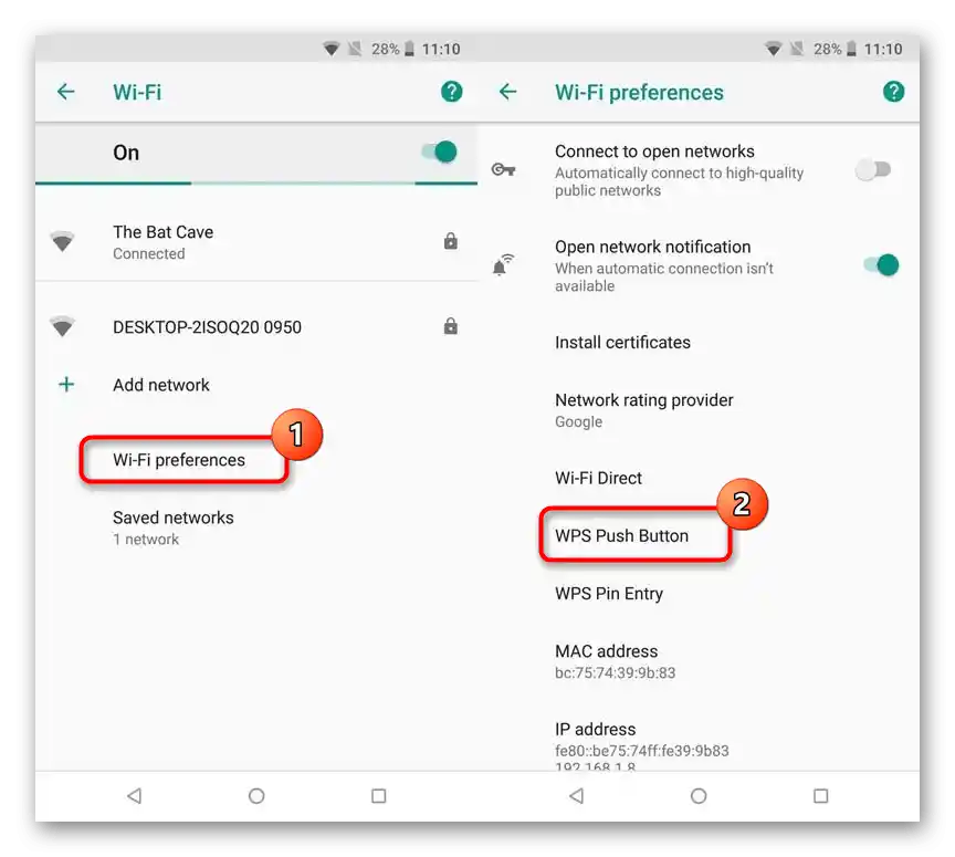 Druhá možnosť pripojenia smartfónu k smerovaču cez WPS