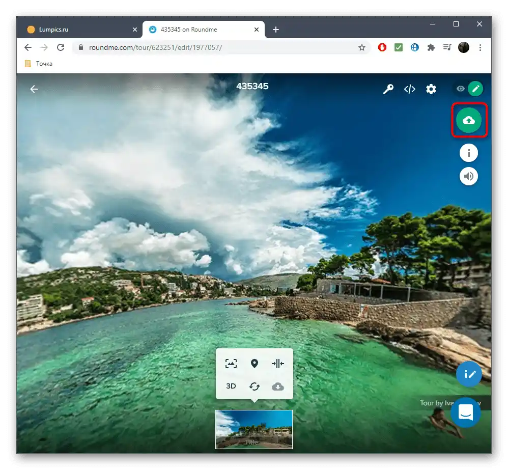Přechod k vytvoření nové panoramy prostřednictvím online služby Roundme
