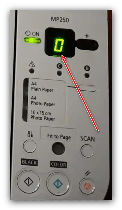 Индикатор за сервизен режим за нулиране на памперса за рестартиране на принтера Canon след презареждане на картриджа