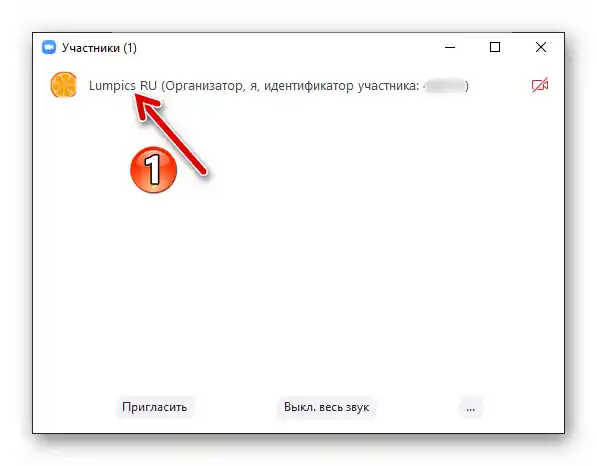 Zoom за Windows, потребителското име в списъка с участници на конференцията