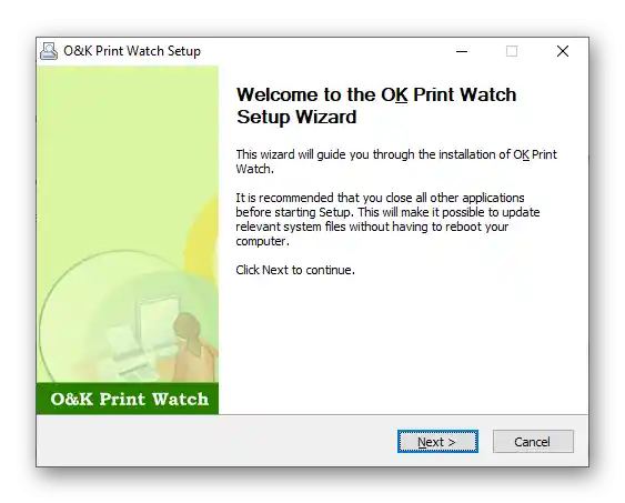 Instalacija programa O&K Print Watch nakon preuzimanja za pregled povijesti ispisa pisača