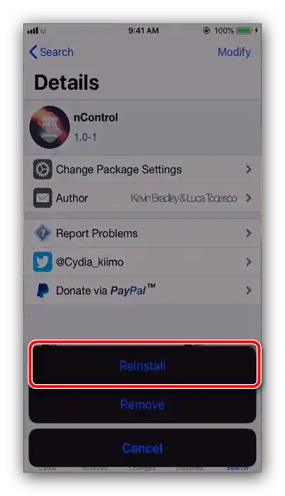 Инсталиране на твик в Cydia за свързване на PS4 контролер към iPhone с по-стара версия