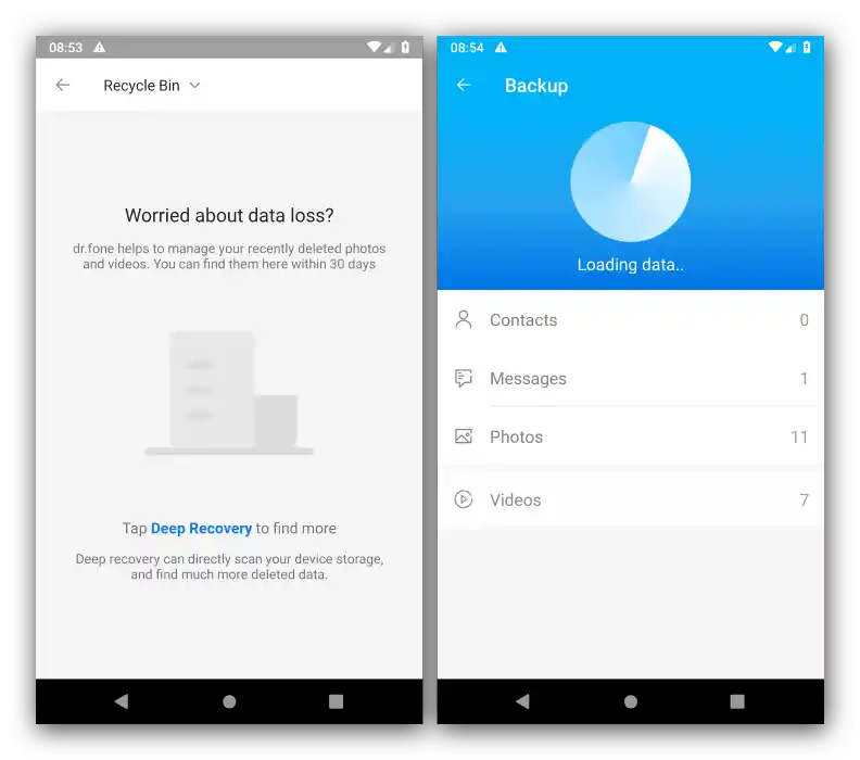 Допълнителни функции на програмата за възстановяване на файлове на Android dr.fone Recovery