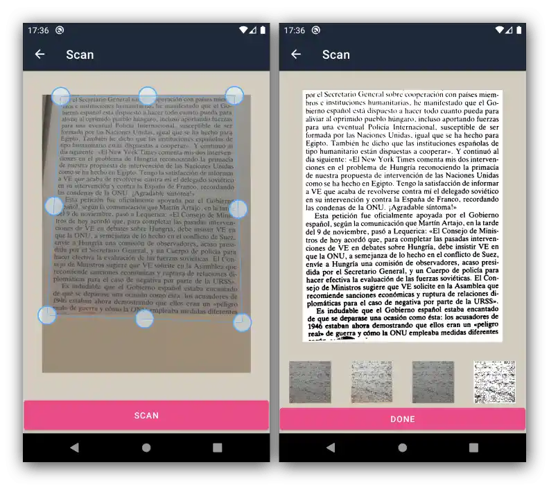 Подготовка на скан за използване в приложението за сканиране на документи на Android CamScanner