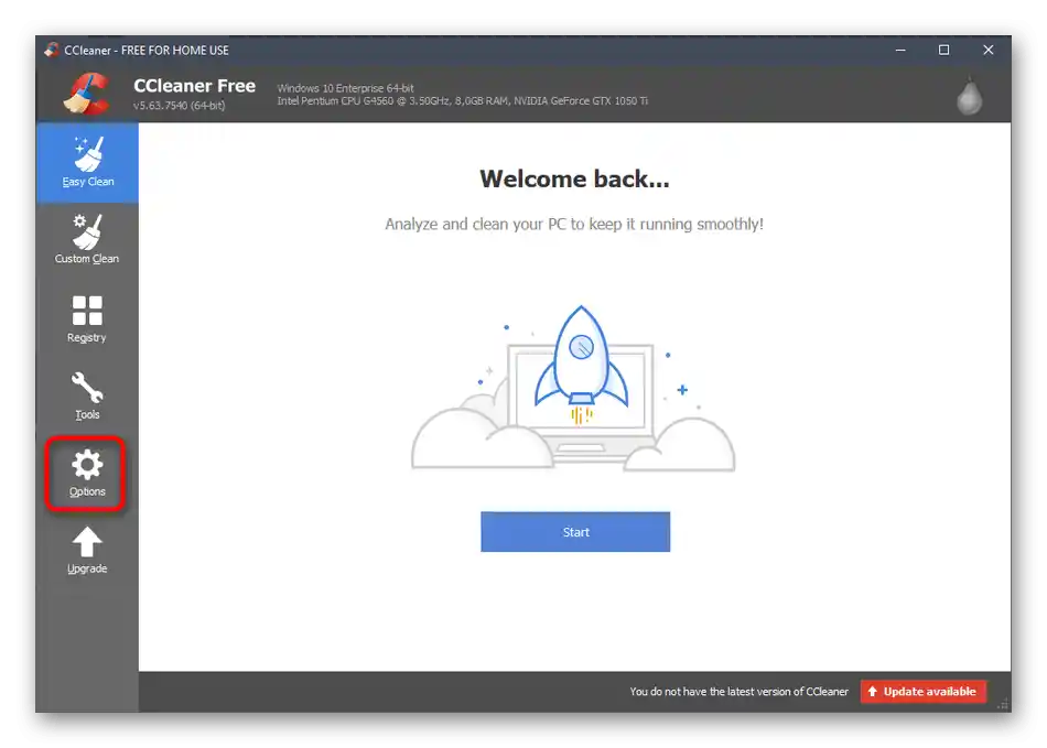 Przejdź do menu Ustawienia, aby wybrać język interfejsu rosyjskiego w CCleaner