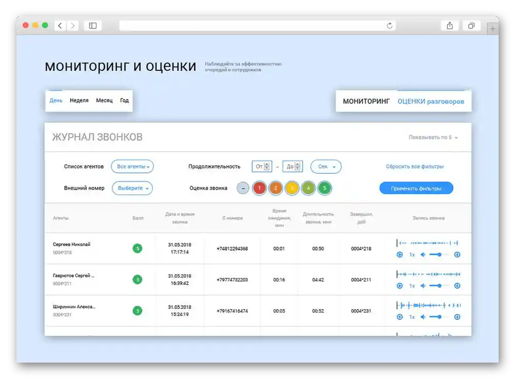 Пример за използване на оценка на качеството на обслужване в Виртуална АТС