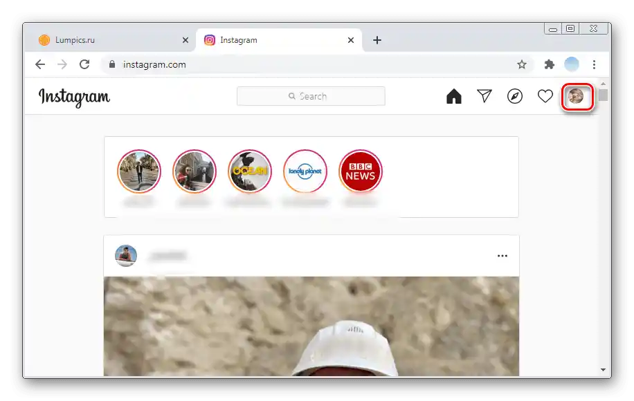 Преход към акаунта за добавяне на имейл в браузърната версия на Инстаграм