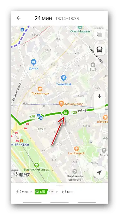 Praćenje javnog prijevoza u aplikaciji Yandex Karte