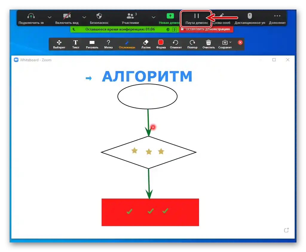 Zoom за Windows спира демонстрацията на процеса на рисуване в Съобщителната дъска
