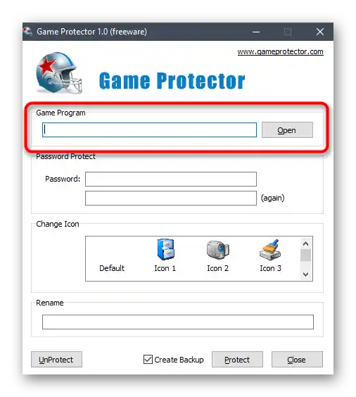 الانتقال إلى اختيار اللعبة لتعيين كلمة مرور من خلال برنامج Game Protector في Windows 10