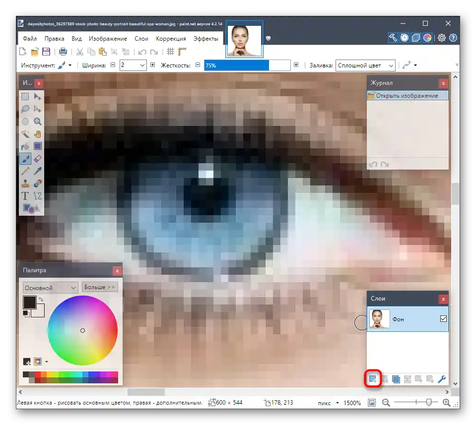 ایجاد لایه جدید برای چشمهای قرمز در عکس در برنامه Paint.net