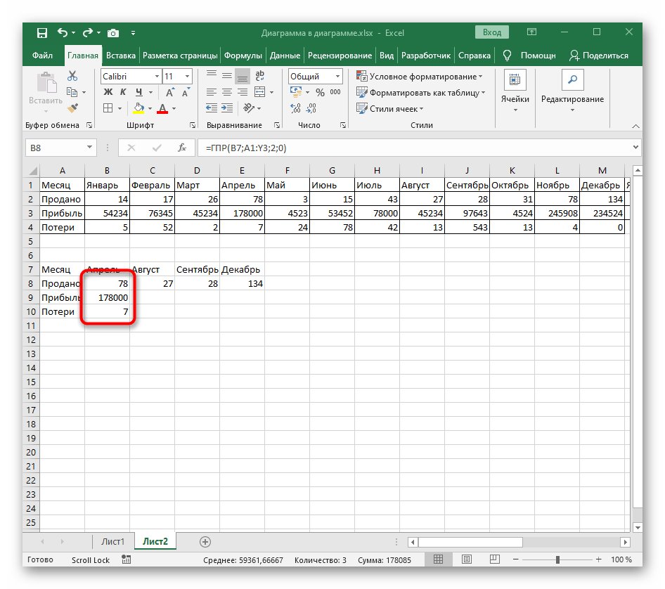 Успешно растегнута функција ГПР у Excel на колону након њеног креирања