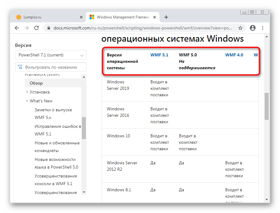 Пошук останнього оновлення для PowerShell у Windows 7 на офіційному сайті Microsoft