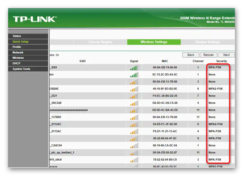 Prezeranie otvorených sietí pri rýchlej konfigurácii starej verzie firmvéru TP-Link