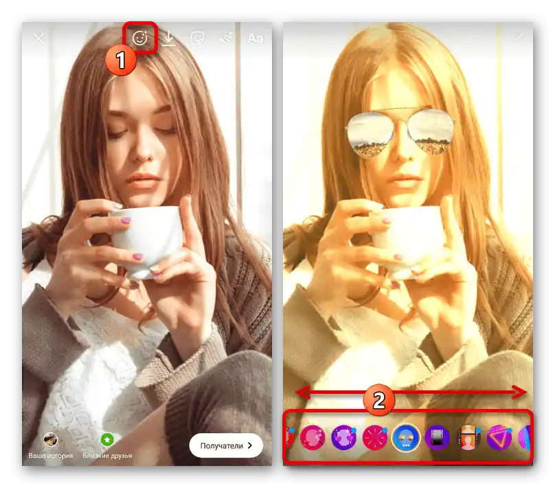 Přechod k přidání masky na fotografii v editoru příběhů v aplikaci Instagram