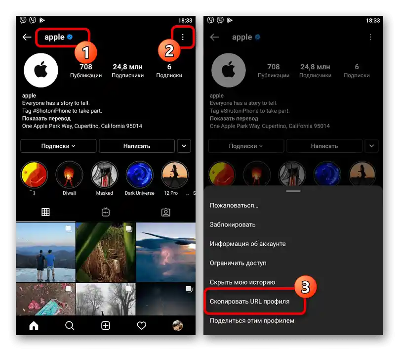Отримання посилання на акаунт користувача Instagram через додаток