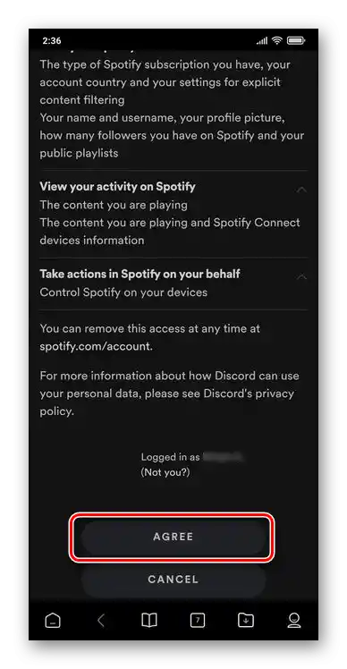 Zapewnij niezbędne uprawnienia dla Spotify w aplikacji Discord na Androida
