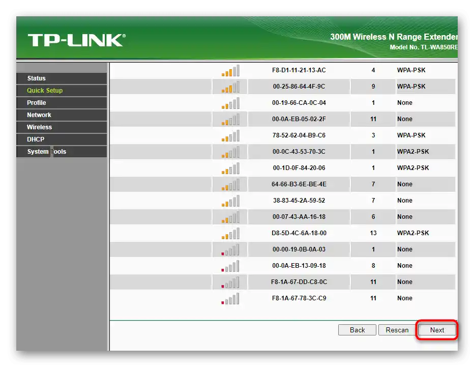 Potvrdenie pripojenia k prístupovému bodu pri nastavení zosilňovača TP-Link TL-WA850RE v1.2