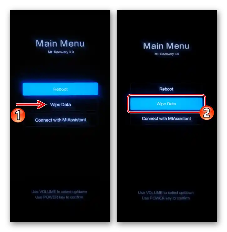 Xiaomi MIUI - tovární prostředí pro obnovení smartphonu (recovery) položka Wipe Data