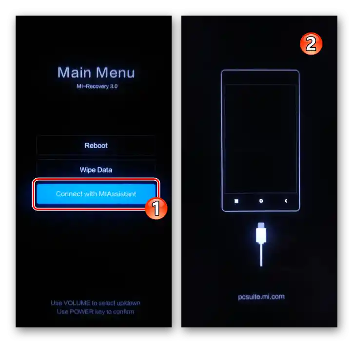 Připojení smartphonu Xiaomi MIUI k PC (programu MiFlash PRO) v režimu recovery - Připojit s MIAssistant