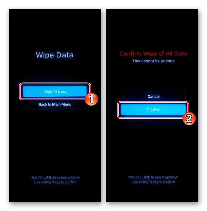 Xiaomi MIUI - tovární obnovení Wipe Data - Wipe All Data - Potvrdit