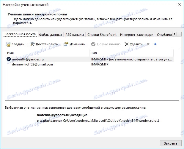 Nastavitev računov v programu Outlook