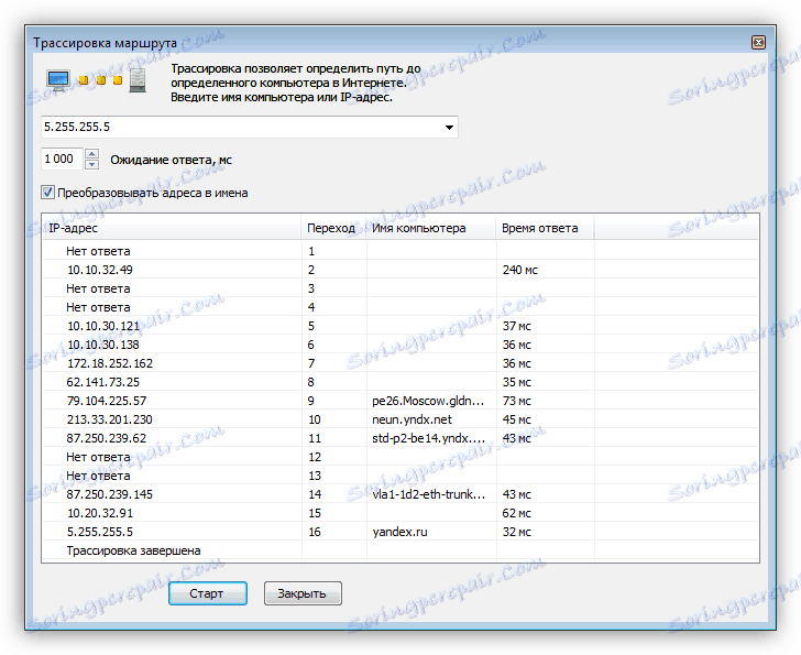 Трасування маршруту пакетів в програмі NetWorx