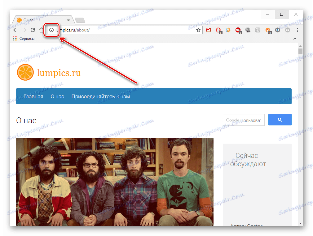 Відомості про сайт в Google Chrome