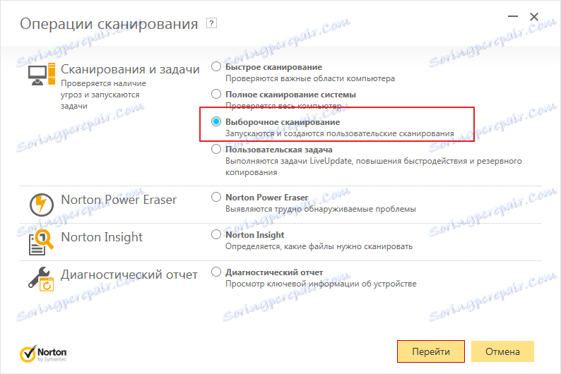 Selektivní skenování v aplikaci Norton Internet Security