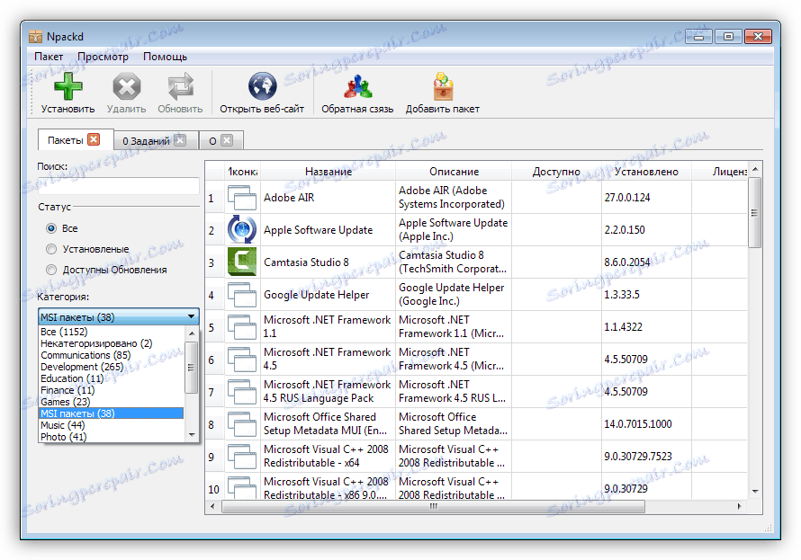Каталог на наличните приложения в Npackd