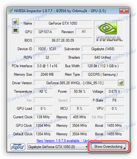 Volanie modulu pretaktovania v NVIDIA inšpektori