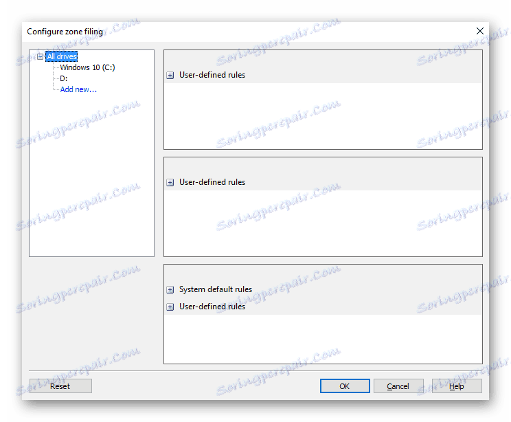 Konfigurace zónování pevného disku počítače v programu OO Defrag