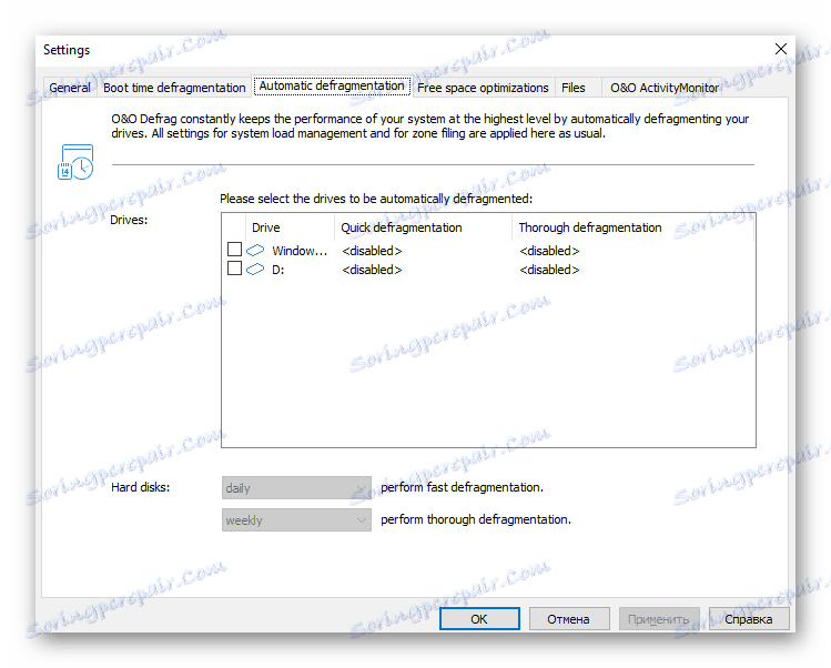 Defragmentace při zavádění operačního systému v OO Defrag_