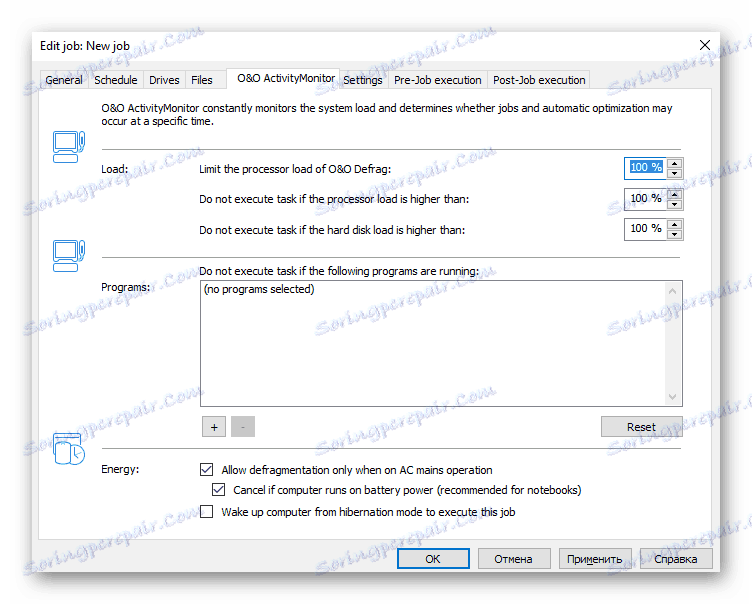 Monitorování aktivity v programu OO Defrag