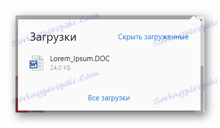 Seznam prenosov v programu Yandex.Browser